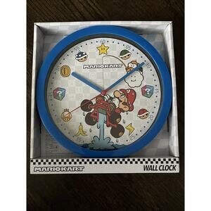 Super Mario Kart 10" Round Analog Display Wall Clock Blue NEW NIB
